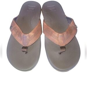 Reef Men's Brown Leather Cushion Lux Thong Flip Flops US 8 EU 40